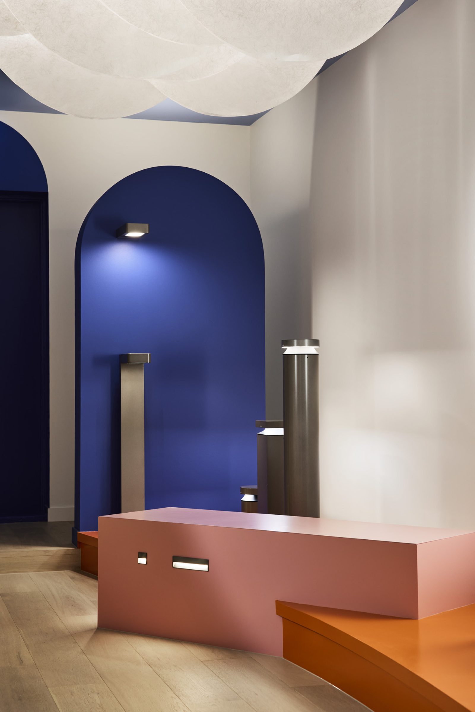 Lux-Fx showcases a modern interior with vibrant colors and sleek lighting design.